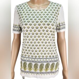 Tory Burch Luxury Printed Cotton Blouse | Size M | Designer Boho Chic